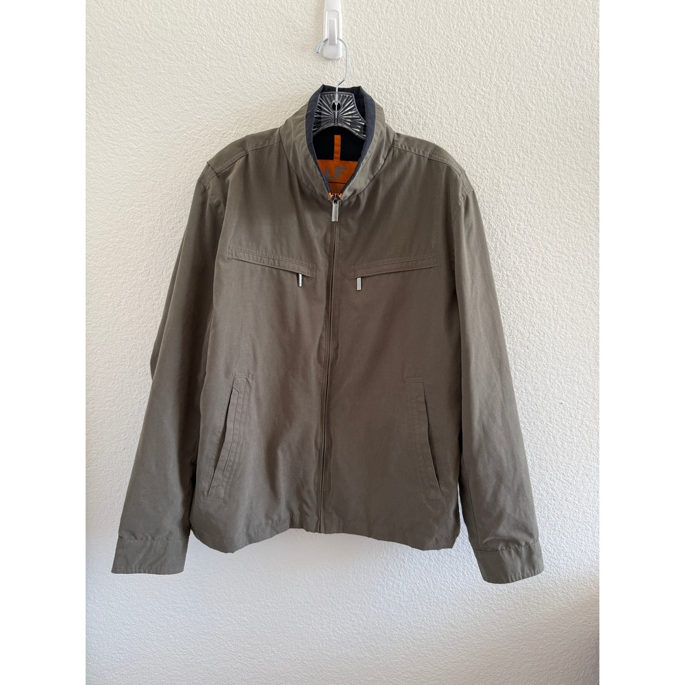 London Fog Litchfield Microfiber Funnel Neck Windbreaker Jacket Olive Large
